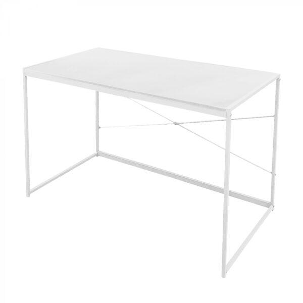 Mesa portátil blanca de diseño industrial, 100 cm de ancho, ideal como mesa auxiliar. - VDD World ES