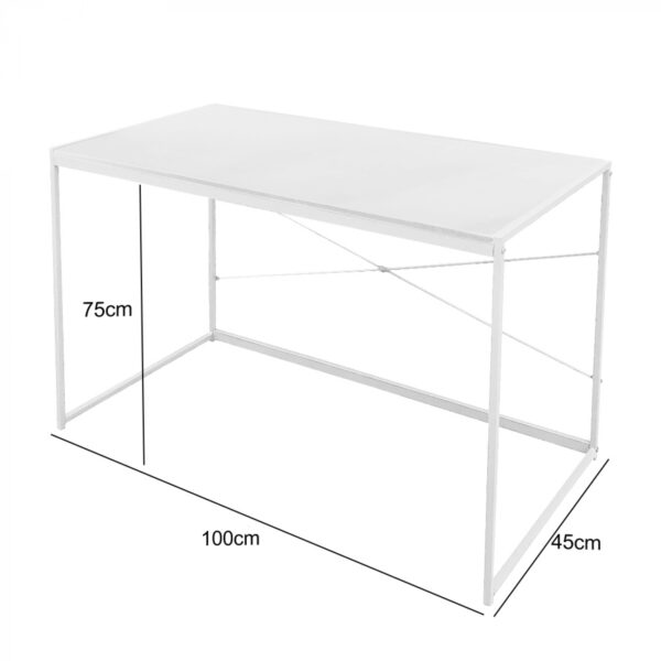 Mesa portátil blanca de diseño industrial, 100 cm de ancho, ideal como mesa auxiliar. - VDD World ES