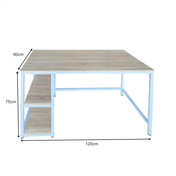 Escritorio Stoer-mesa de computadora-diseño industrial-con espacio de almacenamiento-blanco marrón - VDD World ES