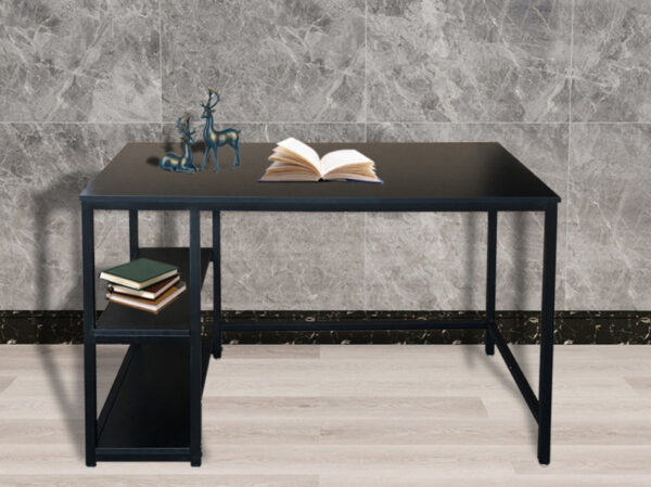 Bureau Stoer - mesa de computadora - diseño industrial - con estantes de almacenamiento - negro - VDD World ES