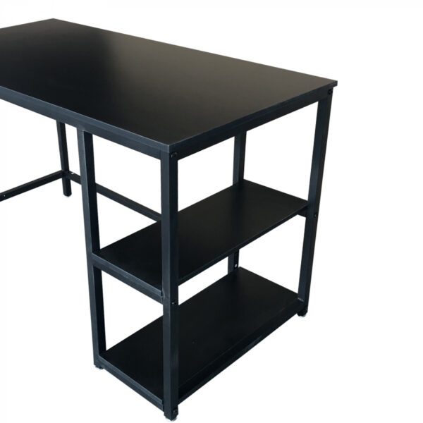 Bureau Stoer - mesa de computadora - diseño industrial - con estantes de almacenamiento - negro - VDD World ES