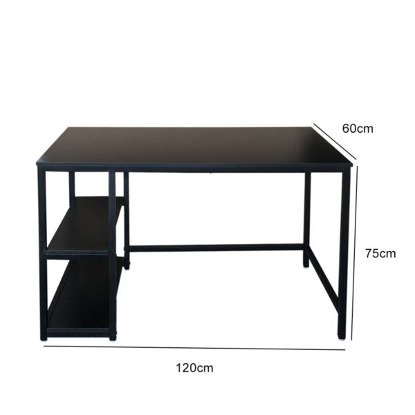 Bureau Stoer - mesa de computadora - diseño industrial - con estantes de almacenamiento - negro - VDD World ES