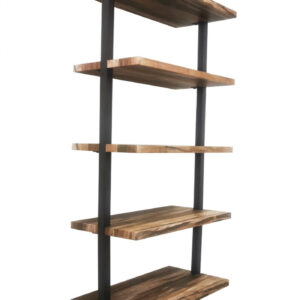 Estantería de escalera rústica - metal industrial madera - 184 cm de alto - negro