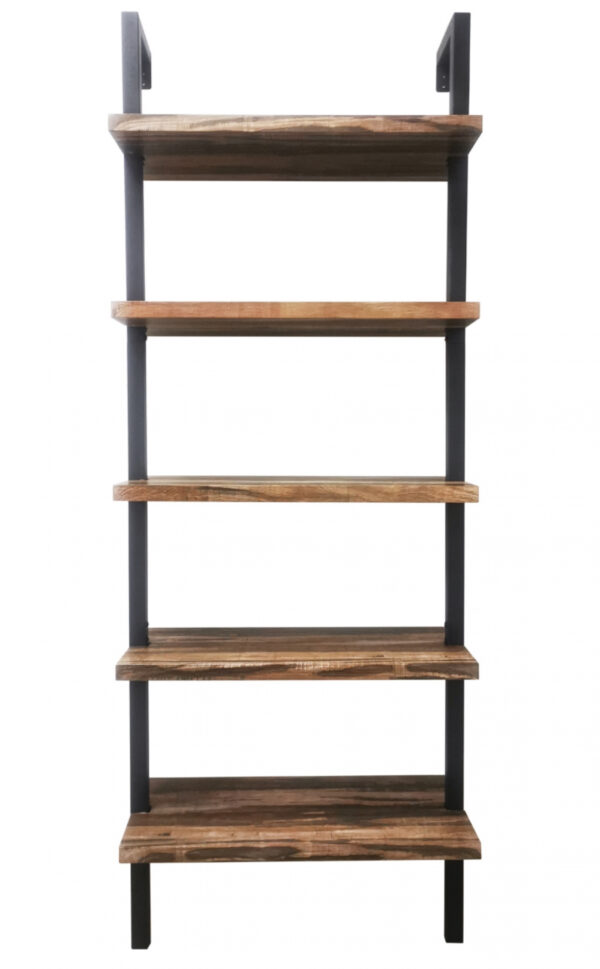 Estantería de escalera rústica - metal industrial madera - 184 cm de alto - negro - VDD World ES