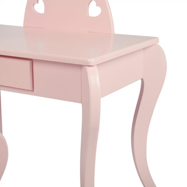 Tocador maquillaje mesa de diseño corazón habitación infantil niña con taburete rosa - VDD World ES