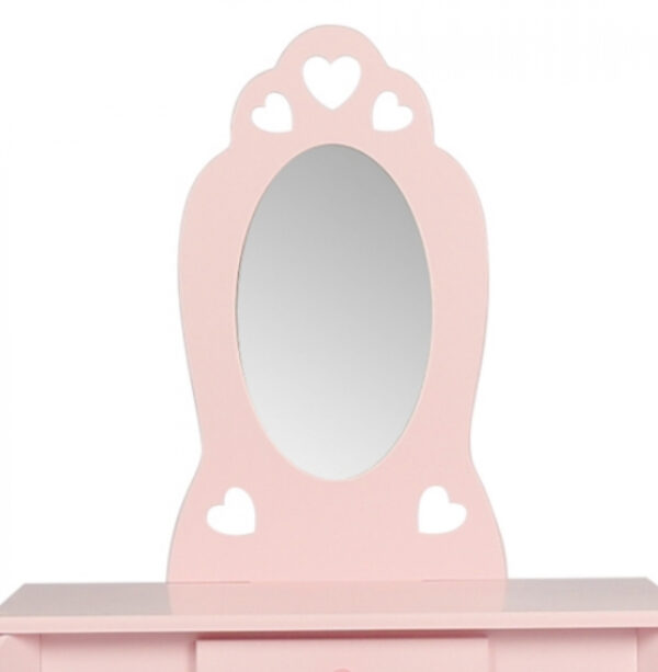 Tocador maquillaje mesa de diseño corazón habitación infantil niña con taburete rosa - VDD World ES