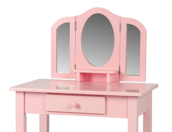 Tocador maquillaje mesa de tocador Princesa niña con espejo y taburete rosa - VDD World ES