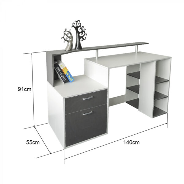 Escritorio de 140 cm con cajonera y amplio espacio de almacenamiento. - VDD World ES