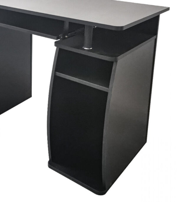 Mesa de computadora negra, 120 cm, con cajones y compartimentos para almacenamiento. - VDD World ES