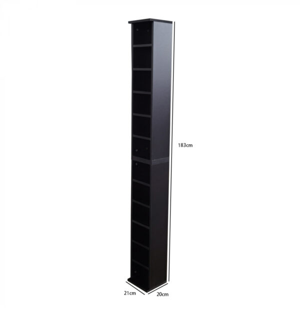 Estantería - armario de pared estrecho y alto - estantería para CDs - 183 cm de alto - negro - VDD World ES