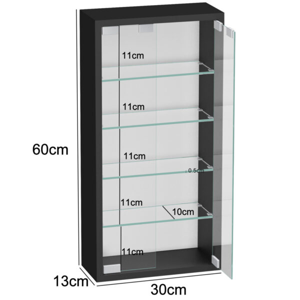 Vitrina de pie colgante de pared - 30 x 60 x 13 cm - VDD World ES