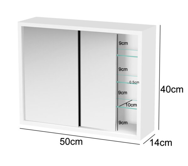 Botiquín - armario con espejo sobre lavabo baño inodoro - puertas correderas - 50 x 40 x 14 cm - VDD World ES