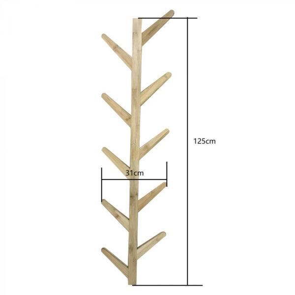 Perchero de pared rama de árbol, 125 cm, 10 ganchos, marrón claro. - VDD World ES