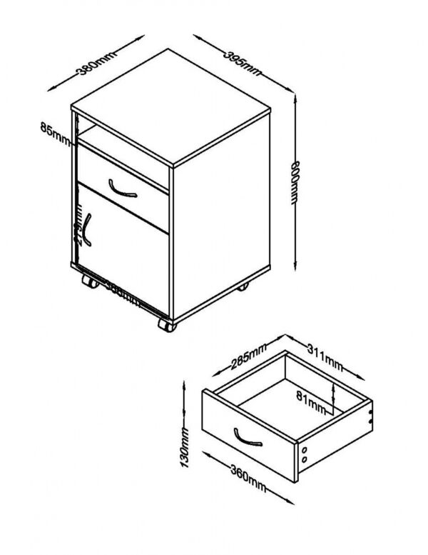 Cajonera con ruedas - bloque de cajones - móvil - VDD World ES