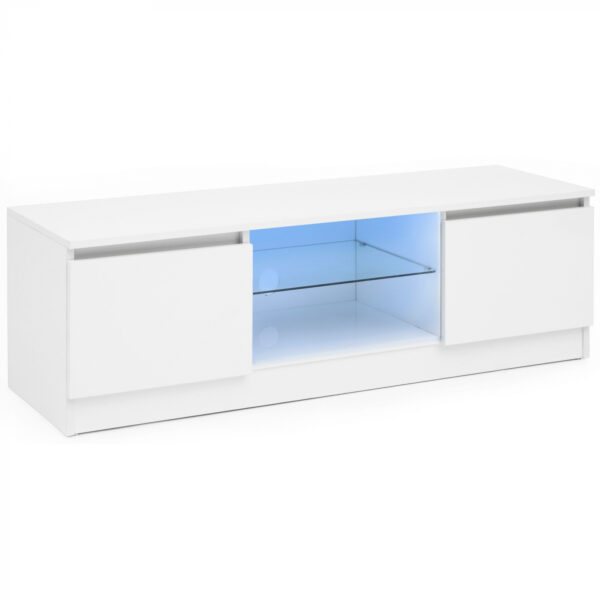 Mueble de TV - Armario de TV - iluminación LED - 120 cm de ancho - blanco - VDD World ES