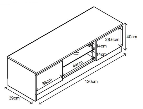 Mueble de TV - Armario de TV - iluminación LED - 120 cm de ancho - blanco - VDD World ES