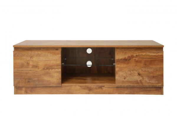 Mueble de TV aparador - Armario de TV - 120 cm de ancho - estructura de madera marrón - VDD World ES