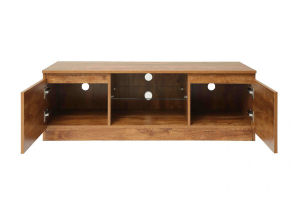 Mueble de TV aparador - Armario de TV - 120 cm de ancho - estructura de madera marrón - VDD World ES