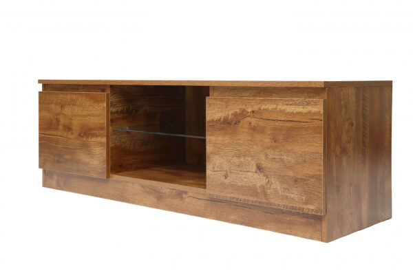 Mueble de TV aparador - Armario de TV - 120 cm de ancho - estructura de madera marrón - VDD World ES