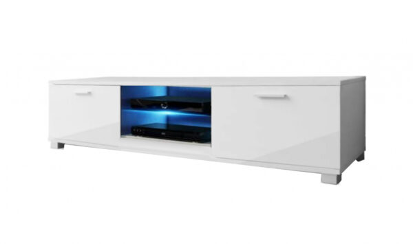 Mueble de TV - aparador - iluminación LED - 140 cm de ancho - blanco - VDD World ES