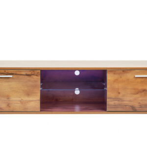 Mueble de TV - aparador - iluminación LED - 140 cm de ancho - estructura de madera marrón