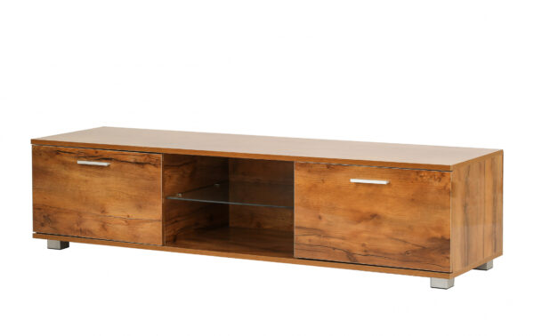 Mueble de TV - aparador - iluminación LED - 140 cm de ancho - estructura de madera marrón - VDD World ES