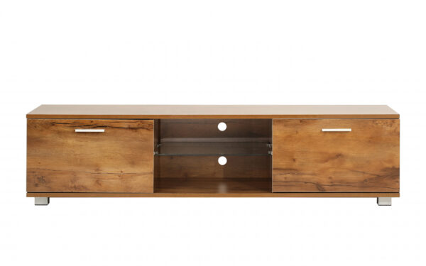 Mueble de TV - aparador - iluminación LED - 140 cm de ancho - estructura de madera marrón - VDD World ES