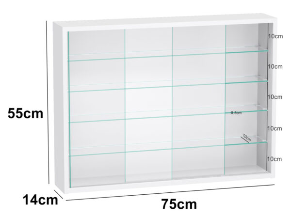 Vitrina de pie colgante de pared - puertas correderas - 75 x 55 x 12 cm - VDD World ES