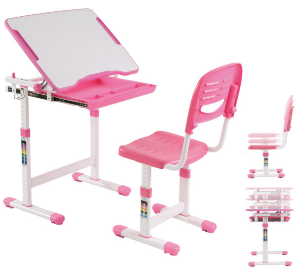 Mesa de dibujo para niños con silla de escritorio-mesa escolar-ergonómicamente ajustable en altura - VDD World ES