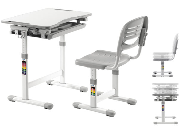 Mesa de dibujo infantil con silla de escritorio - ergonómica y ajustable en altura - mesa escolar - VDD World ES