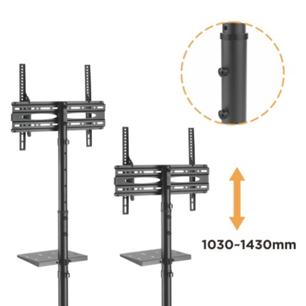 Soporte de TV estándar - móvil - altura ajustable - VDD World ES