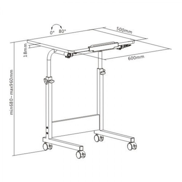 Mesa para portátil con ruedas - escritorio - atril - altura ajustable 68 - 96 cm - VDD World ES