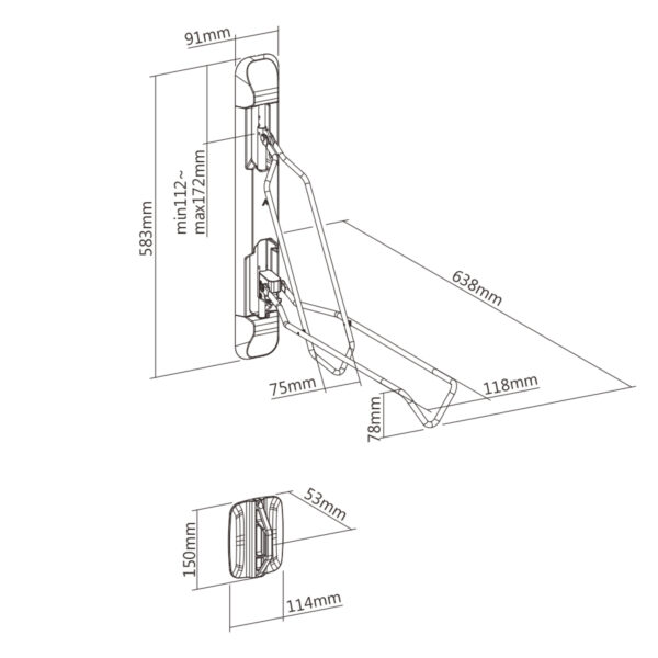 Soporte de pared giratorio para bicicleta, banda de 2.1 a 2.8 pulgadas. - VDD World ES