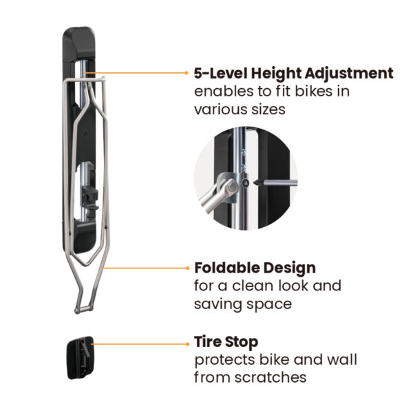 Soporte de pared para bicicleta, ahorra espacio, para neumáticos de hasta 2.1 pulgadas. - VDD World ES