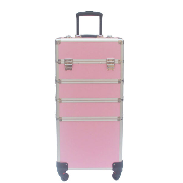 Maletín de maquillaje de visagismo cosmética peluquería trolley estuche de belleza 4 en 1 Rosa - VDD World ES