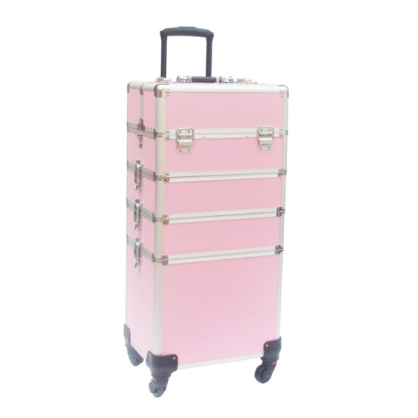 Maletín de maquillaje de visagismo cosmética peluquería trolley estuche de belleza 4 en 1 Rosa - VDD World ES