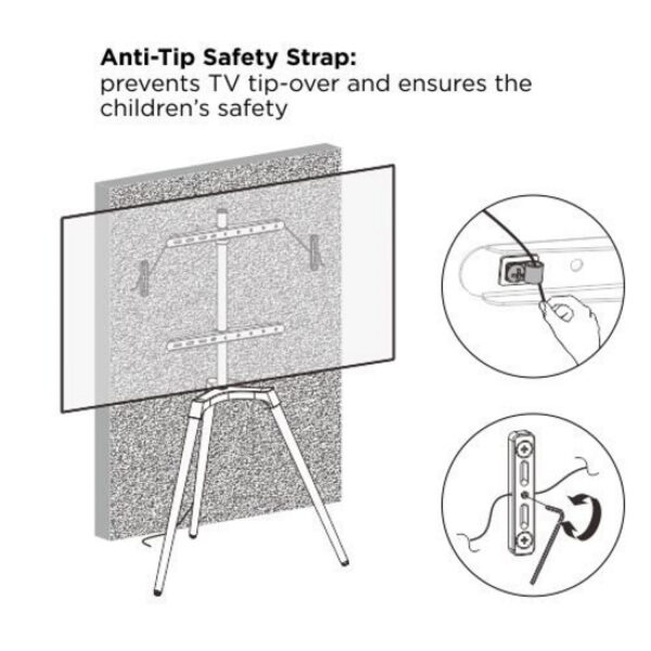 VDD Soporte de TV - Soporte de suelo - Trípode de estudio - Diseño de caballete - Hasta 65 pulgadas - VDD World ES