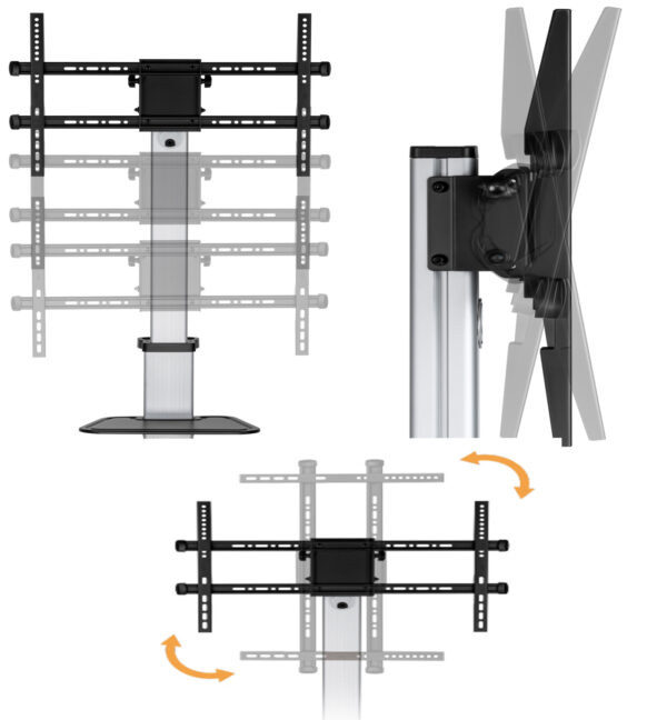 VDD TV Standard - TV Tripod - TV Foot - Monitor Standard - Móvil & en altura ajustable 140 a 160 cm - VDD World ES